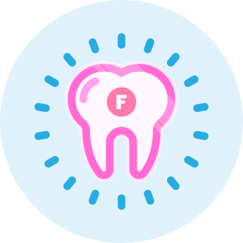 Icono de aplicacion de fluor en odontopediatria.