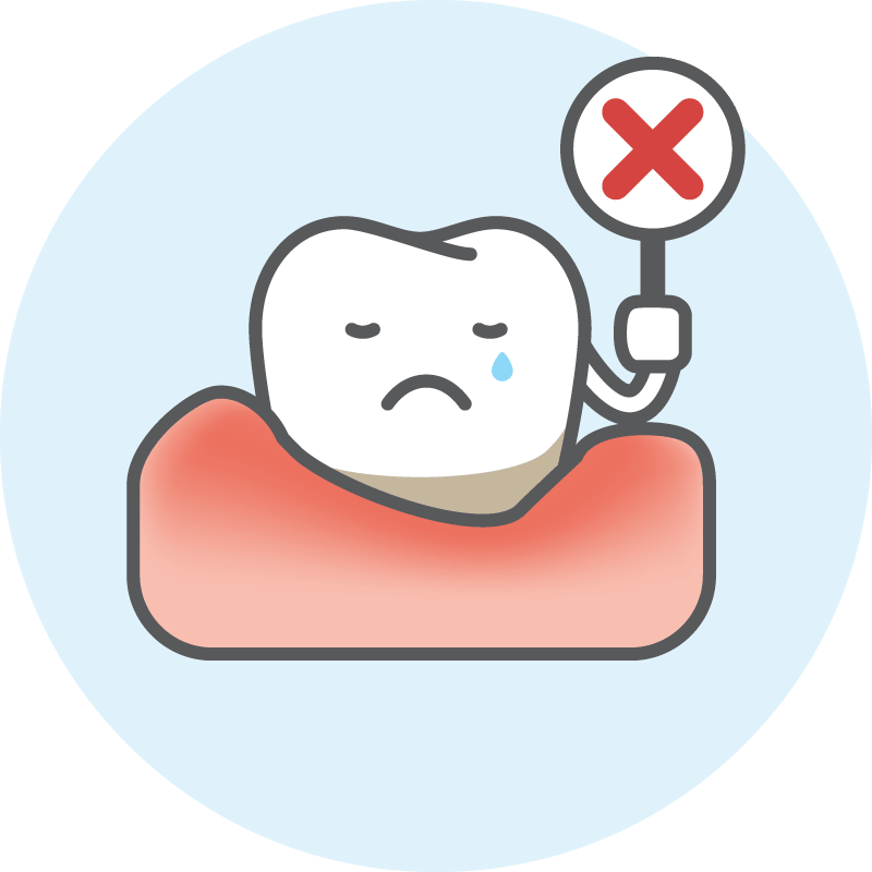 sad tooth icon due to reddening of the gums